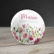 Badge personnalisé Fleurs Aquarelle rose