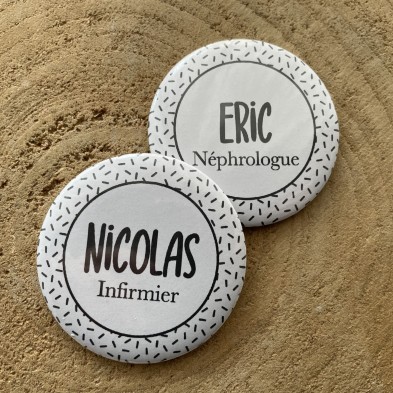 Badge personnalisé confetti Noir et Blanc