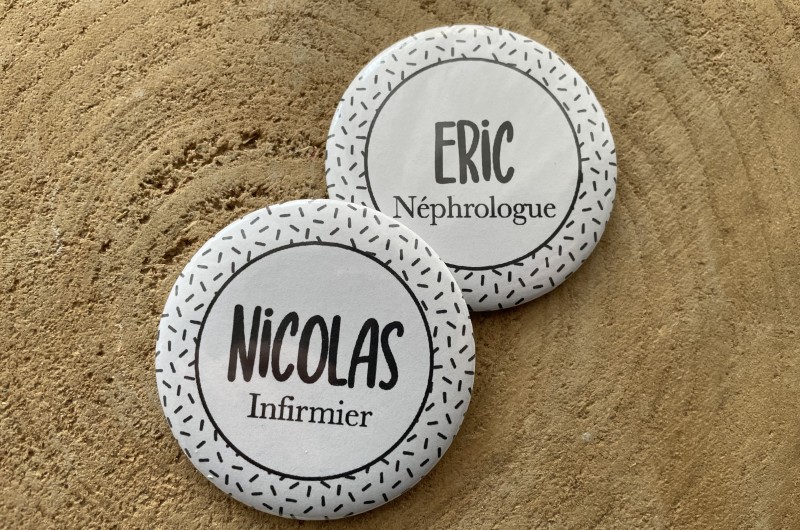 Badge personnalisé confetti Noir et Blanc